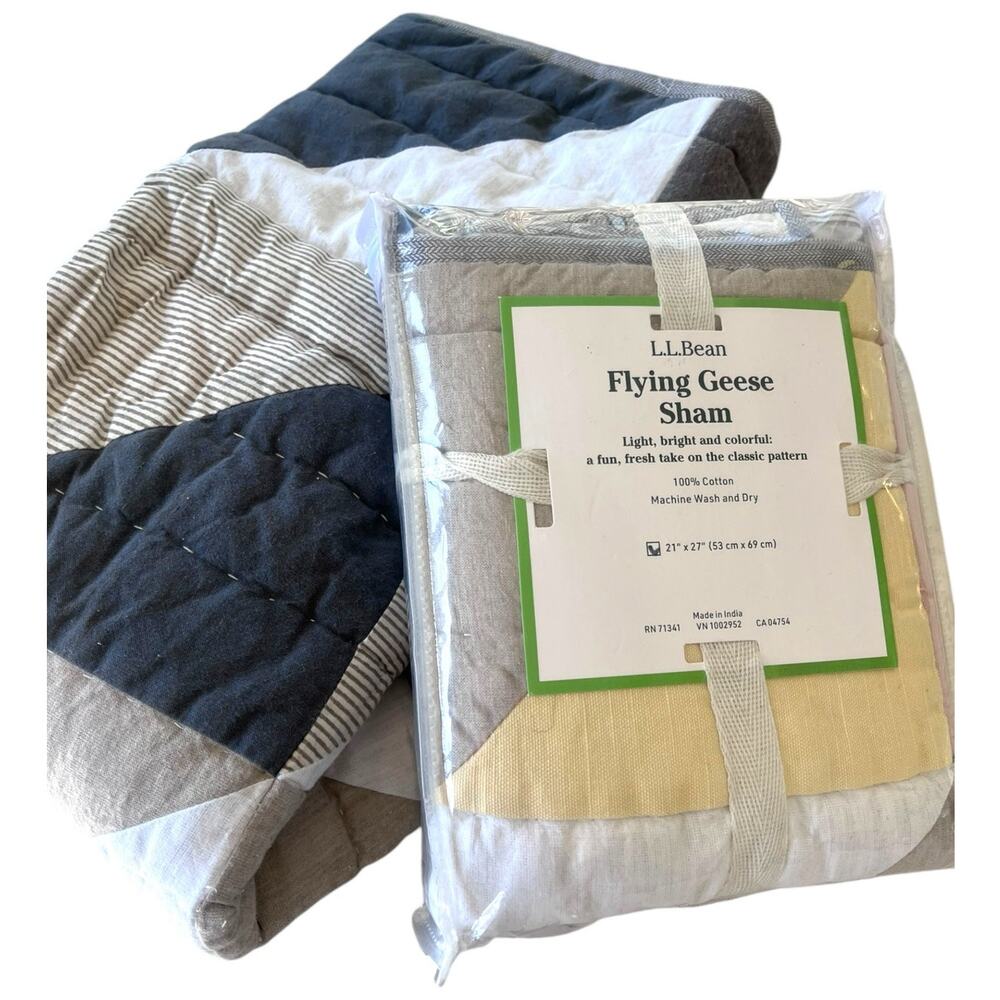 LL Bean Flying Geese Standard Quilted Pillow Sham | set of 2 NEW